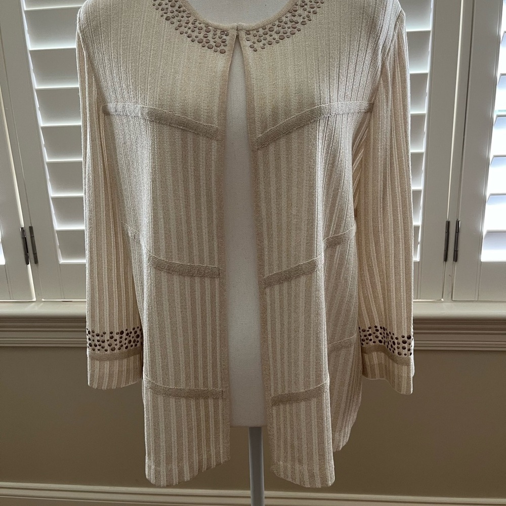 Ming Wang Cream Cardigan Sweater
